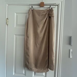 Beige satin maxi skirt